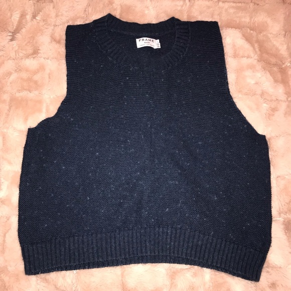 FRAME DENIM le crop sleeveless blue sweater - Picture 2 of 6